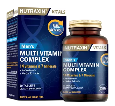 728a1296bcae4869b29fdfc3bade9d38.webp حبوب Nutraxin Multivitamin للرجال 60 حبة - الصورة 1