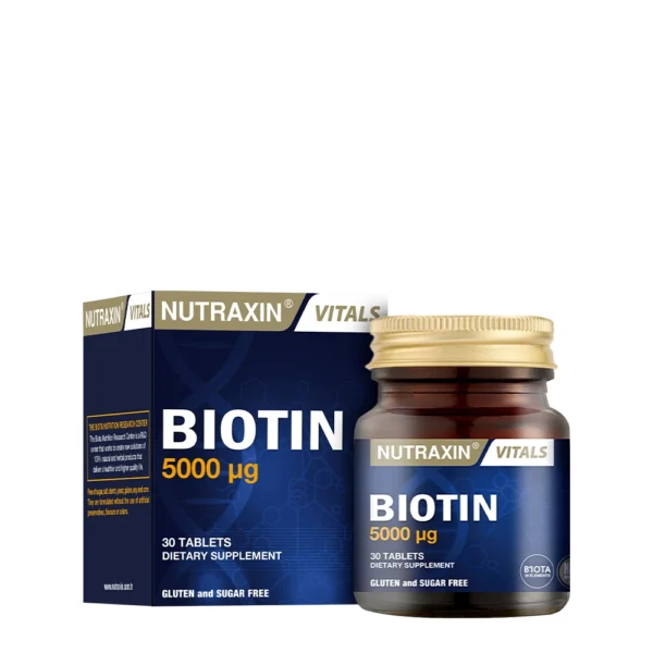حبوب البيوتين من Nutraxin بتركيز 5000 ميكروجرام 30 حبة