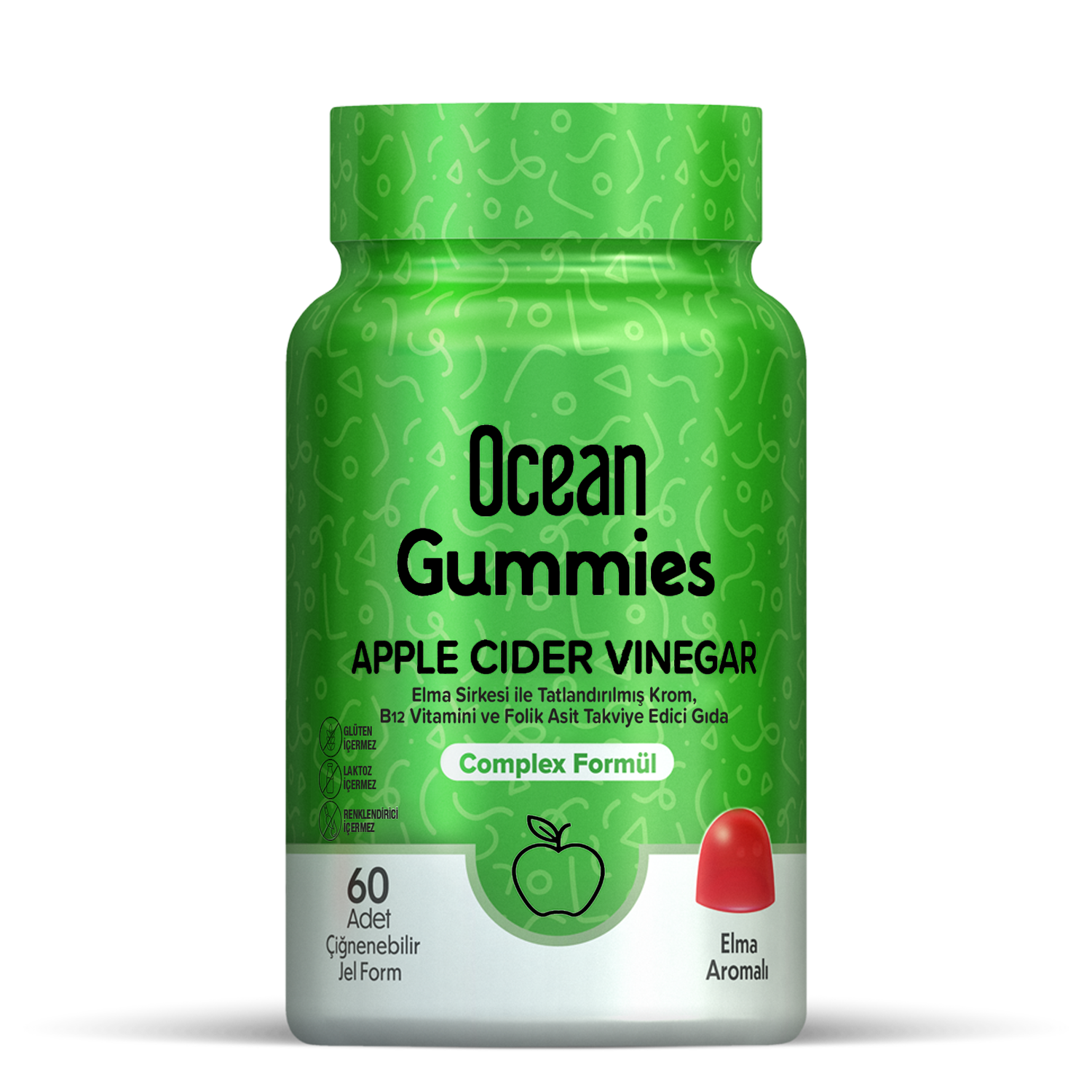 Cider_Vinegar_Web.png Ocean Gummies Apple Cider خل التفاح – مكمل غذائي قابل للمضغ بنكهة التفاح - الصورة 1