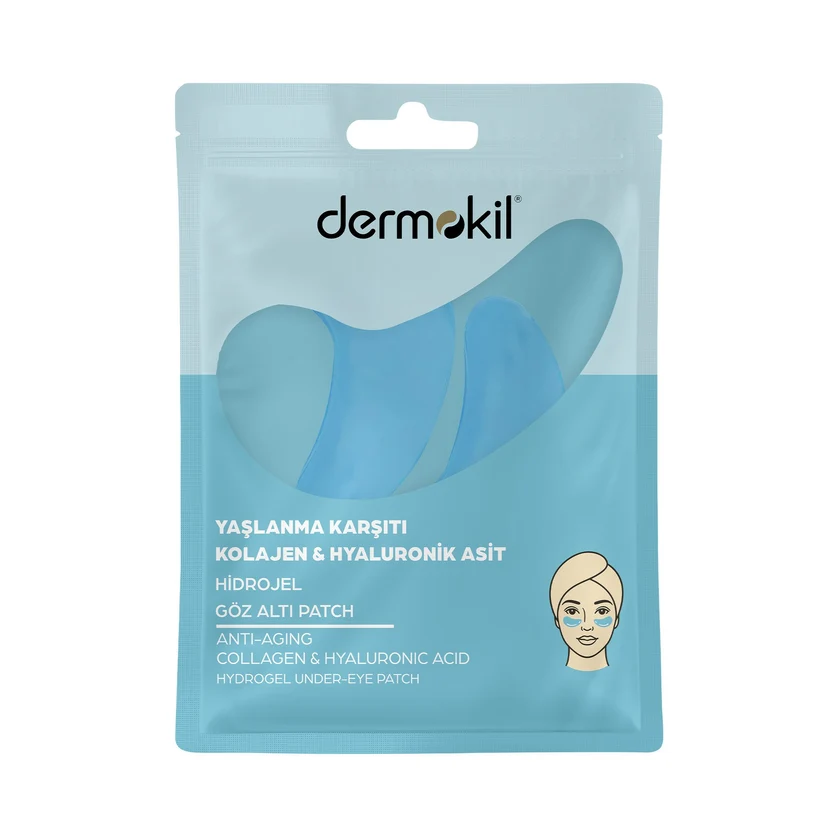 dermokil-yaslanma-karsiti-kolajen-hyaluronik-asit-hidrojel-patch-goz-alti-maskesi-1 لصقات ديرموكيل الهيدروجيل تحت العين بالكولاجين وحمض الهيالورونيك – لمكافحة علامات التقدم في السن